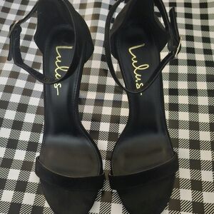 Lulu's Classic Black Strap Heels